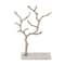 Silver Metal Tree Branch Jewelry Stand With Marble Base, 13" x 9" x 3"